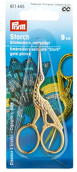 Prym Stickschere Storch vergoldet 9cm | 611445